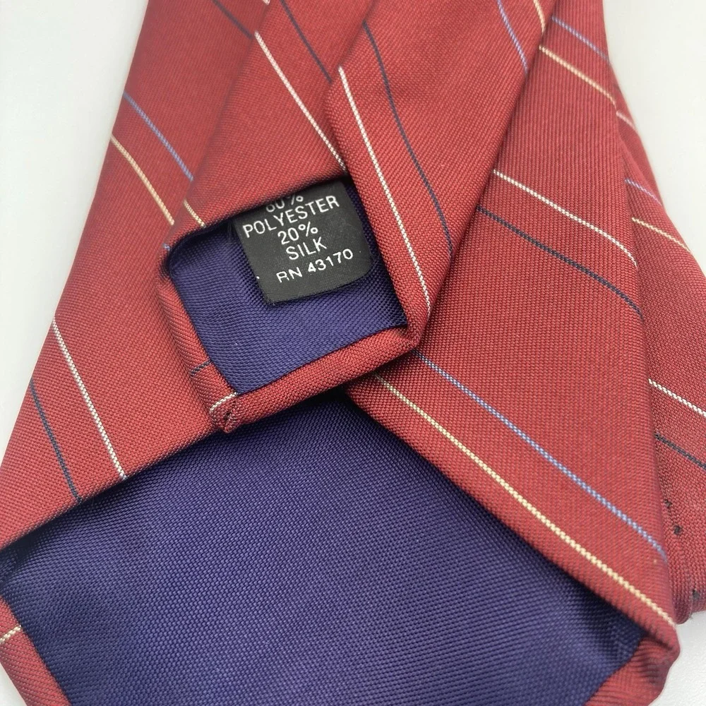 Hennessy Couture Paris New York‎ Necktie Red  Stripe Preppy Polyester Silk